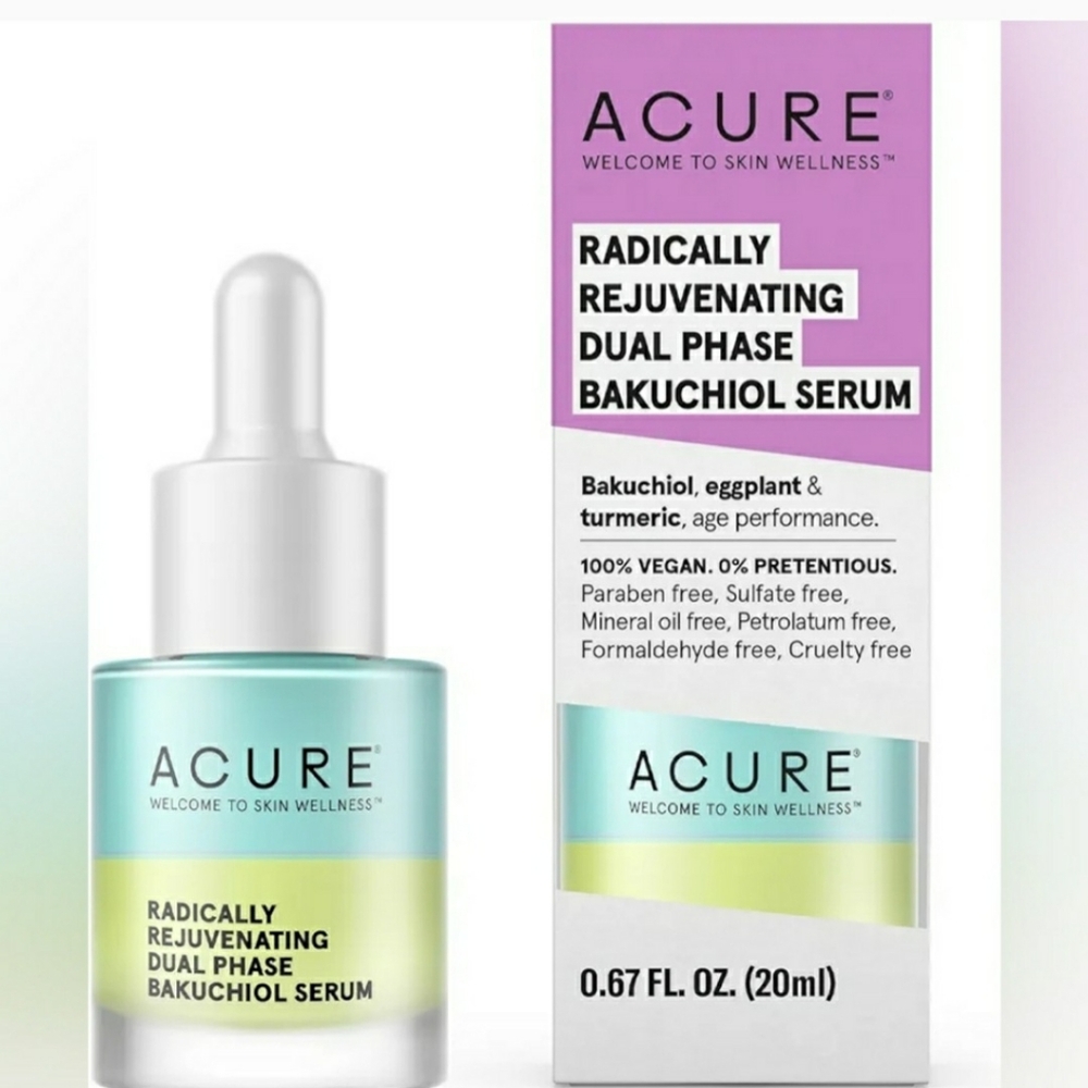 ACURE Facial Serum Rejuvenating Dual Phase Bakuchiol Serum NWT NIB